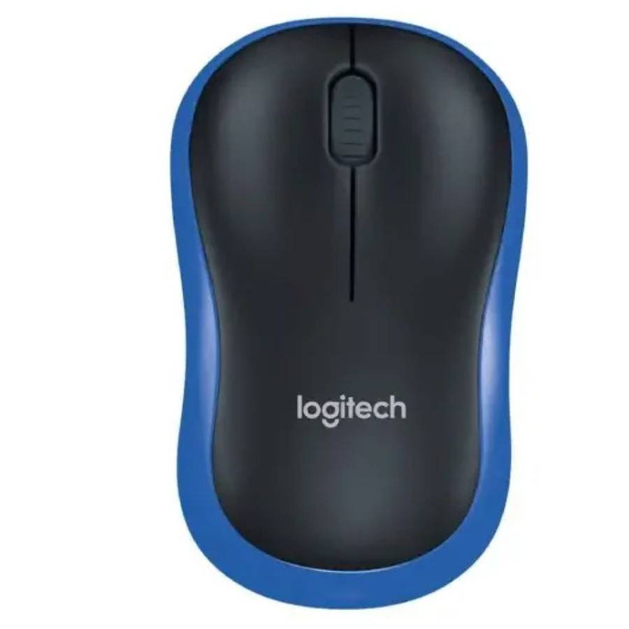 Logitech Wireless Mouse M185 (Black & Blue) Nano USB receiver 3 buttons optical tracking with whe...
