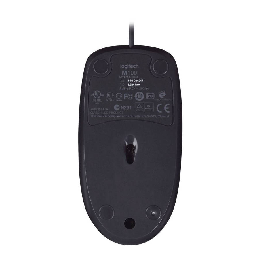 Logitech M100 Wired Mouse  USB Optical Mouse with Comfortable Ambidextrous Design  Black