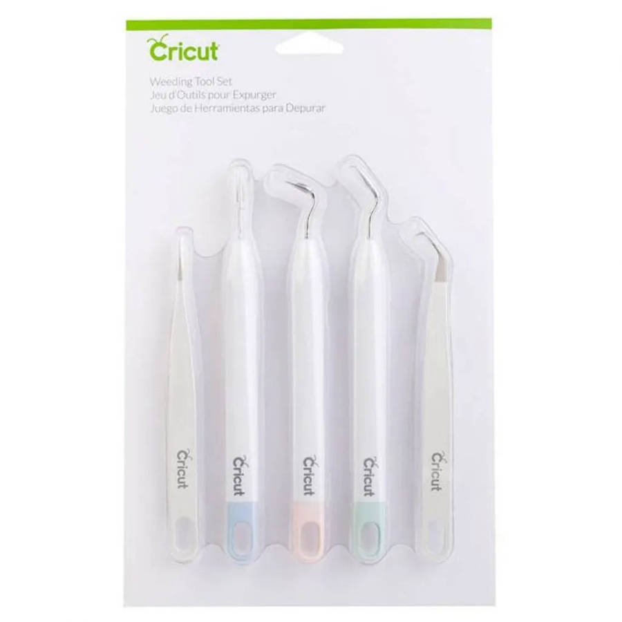 2004233 - Cricut Weeding Tool Set Includes Fine Tweezers; Hook Tweezers; Weeder; Piercing Tool; a...