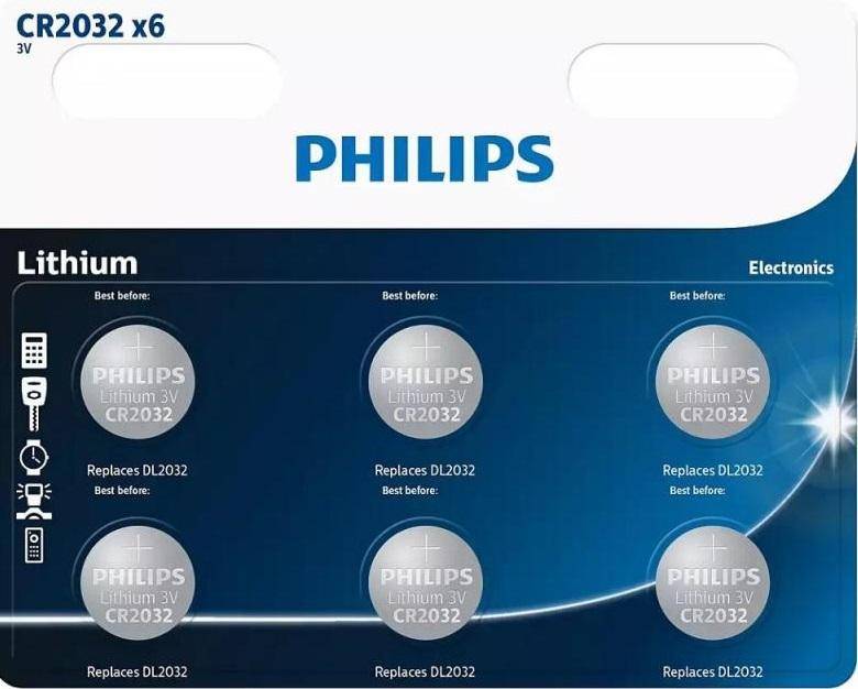 Philips Battery Button Cell Cr2032 (6-unit)  Lithium