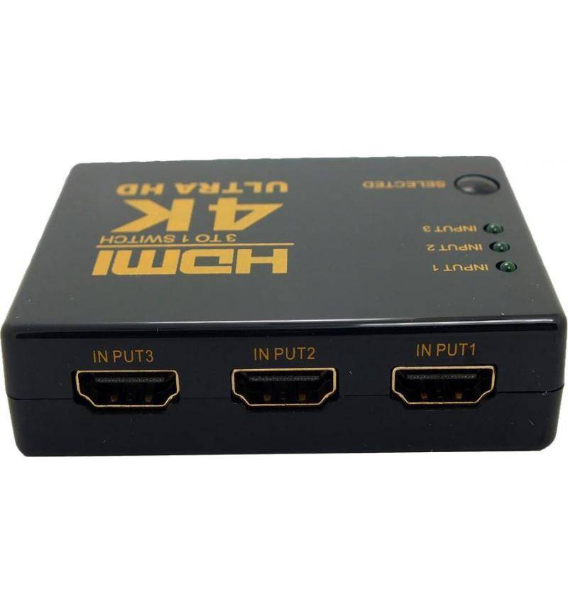 Microworld HDMI Switch 4K 3x1 with Remote Control - Ultra HD 2160p Support