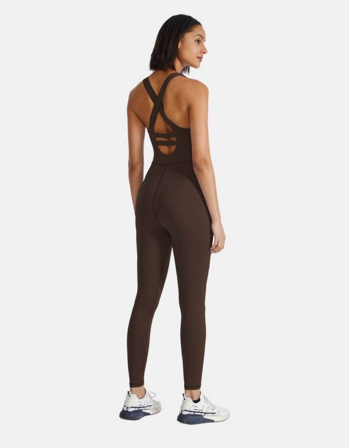 Activewear Jumpsuit for Ladies  Gym, Dance, Yoga, Pilates - Mocka Brown