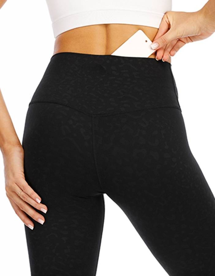 Leopard Print Leggings - Black
