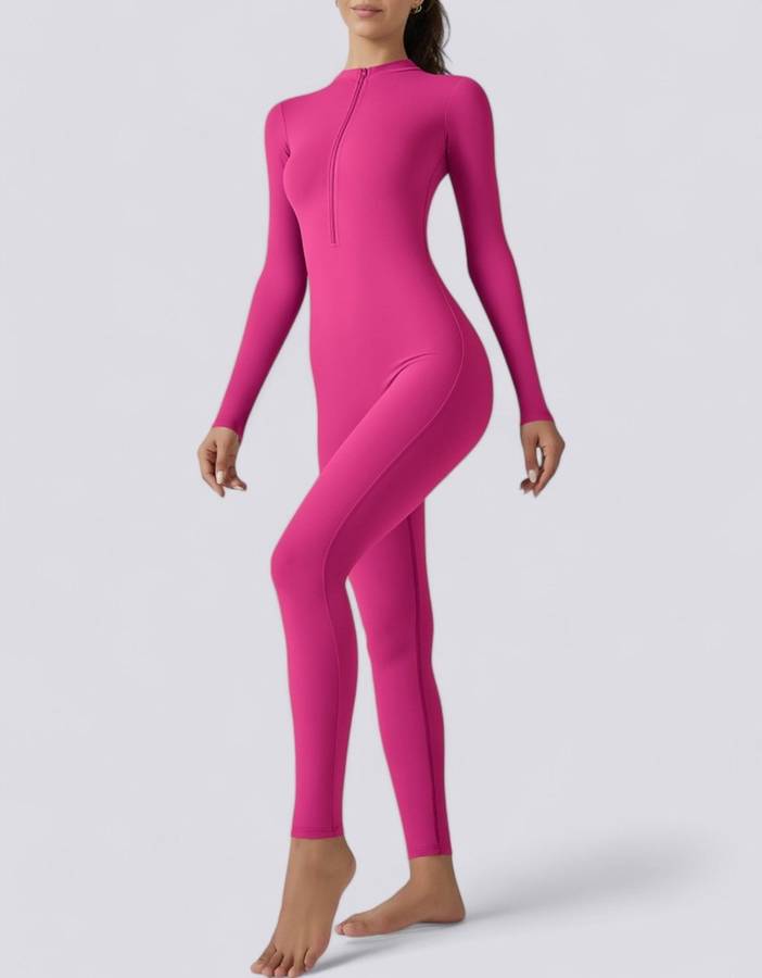 Zipped Women's Jumpsuit Full Length - Pink