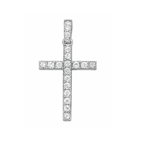 Paved Cross Necklace in Sterling Silver with Swarovski Crystals