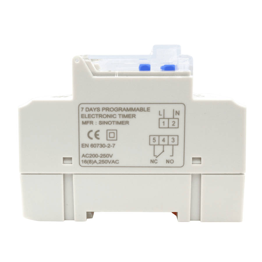 16A Timer Switch, Programmable (230V AC, 16 Schedules, DIN Rail)