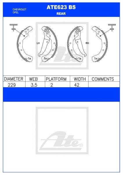 Opel Corsa Utility, Astra, Zafira, Chevrolet Utility Rear Brake Shoe  ATE623BS