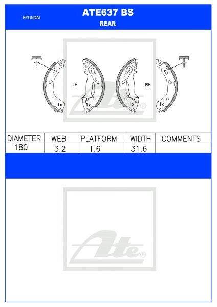 Hyundai Getz / i10  Rear Brake Shoes (ATE637BS)