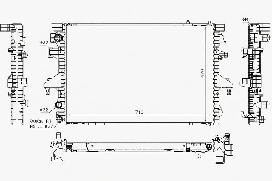 Aluminium radiator VW Kombi T5 1.9 TDI AXB 2006 - 2009 MAP-100449