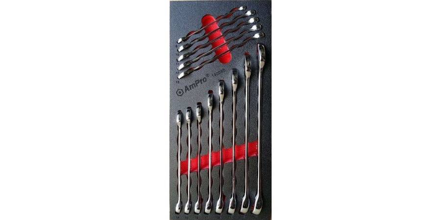 13Pc Long Style Combination Wrench Set (Foam Tray) AMPRO T40086