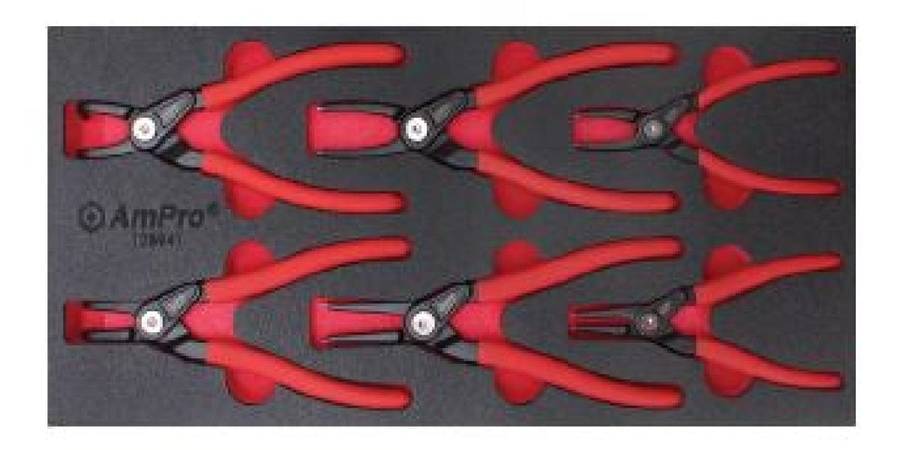 6Pc Indust Snap Ringpliers Set (Foam Tray) AMPRO T28941