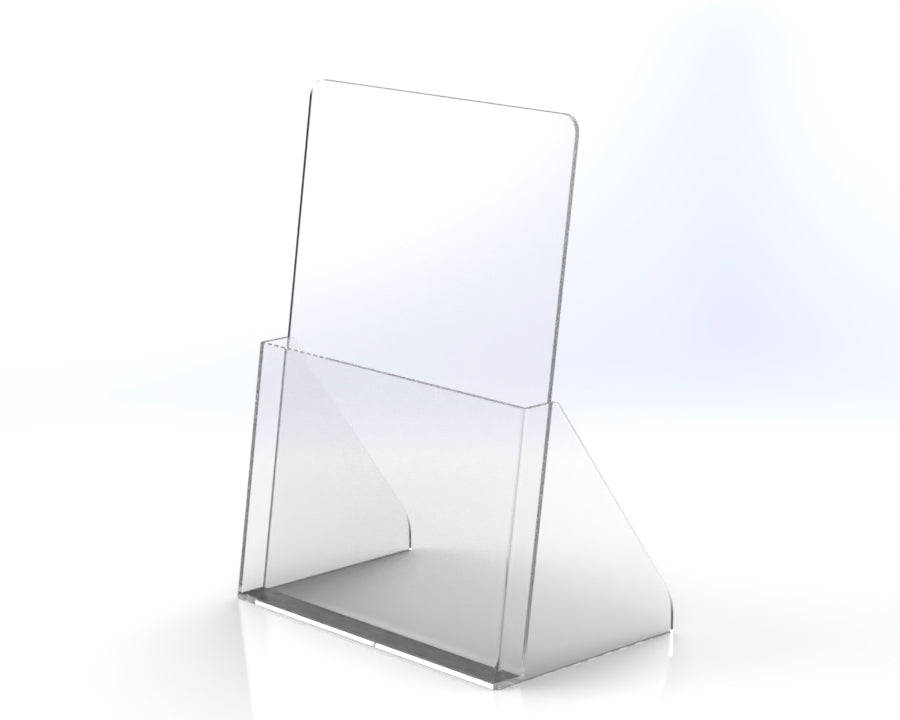 Countertop Acrylic Brochure Holder  Clear Plastic, Free Standing Display