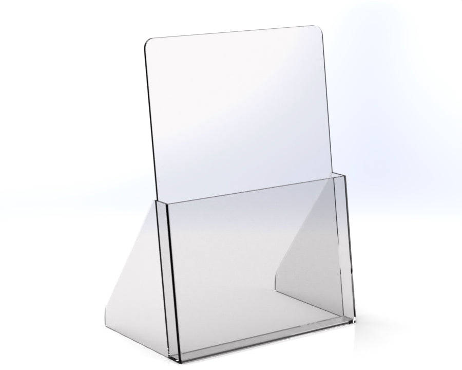 Countertop Acrylic Brochure Holder  Clear Plastic, Free Standing Display