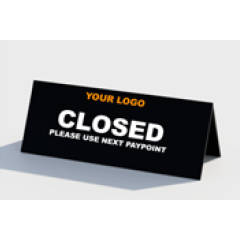 Till Closed Tent Stand  Double-Sided Counter Sign White