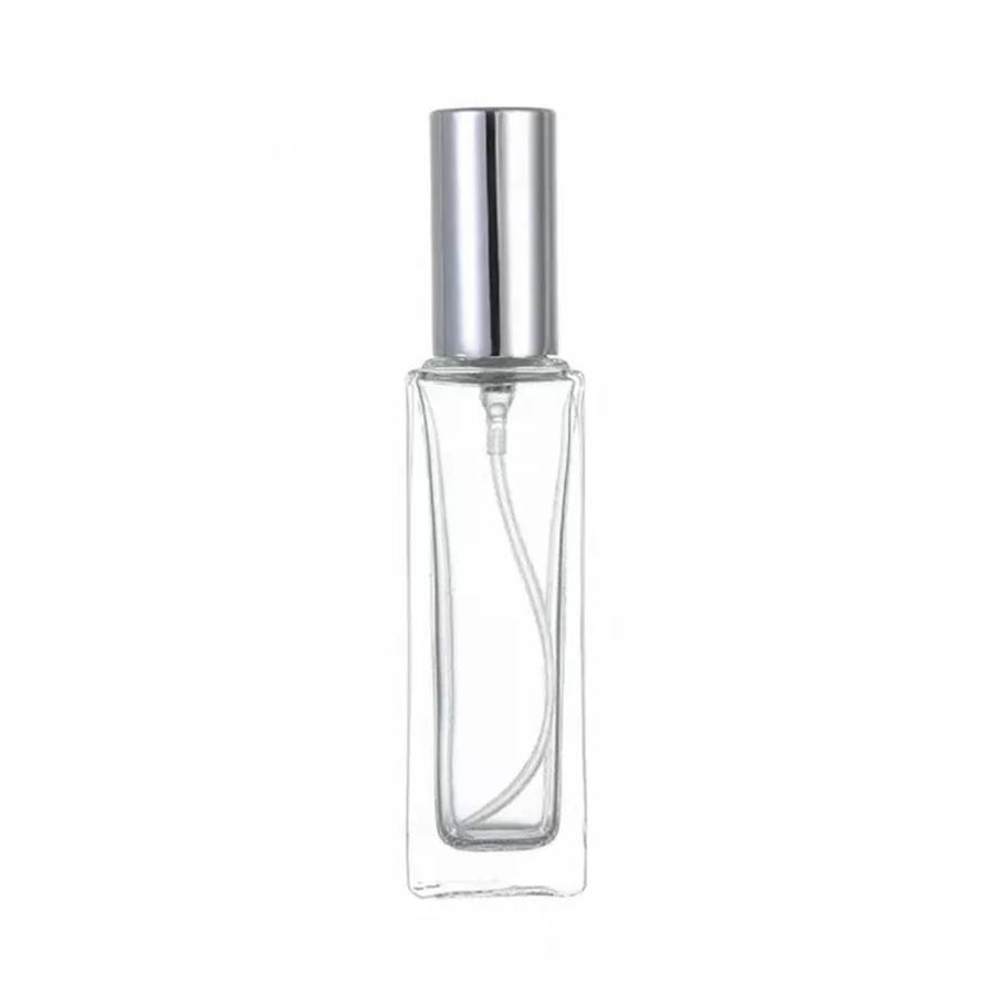 30ml Clear Rectangular Glass Perfume Bottle with Fine Mist Atomizer