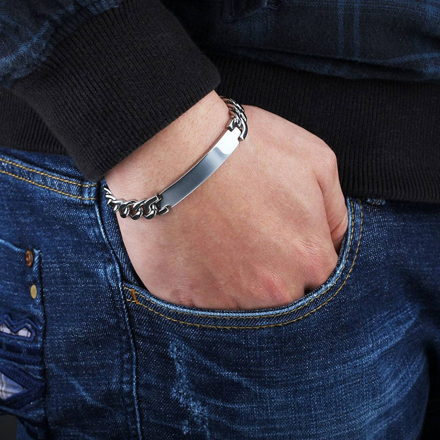 Men's Titanium Steel Bracelet With Free Engraving