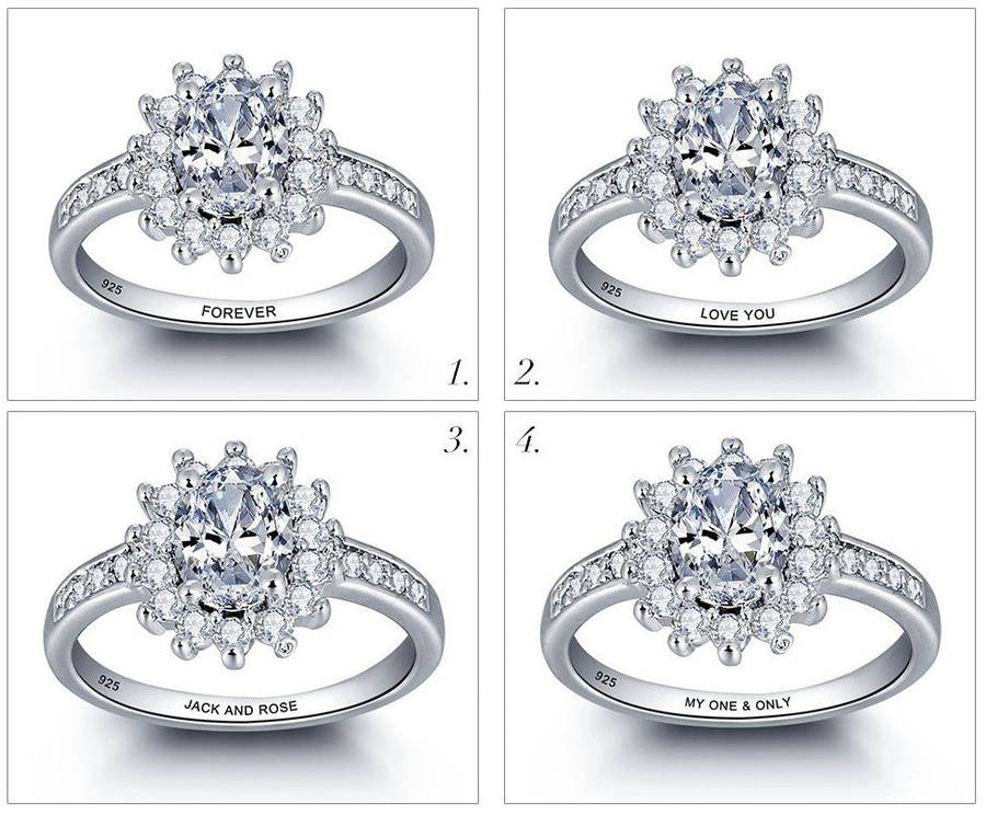 Personalized Solid Sterling Silver Engagement ring adorned with CZ stones - US 8