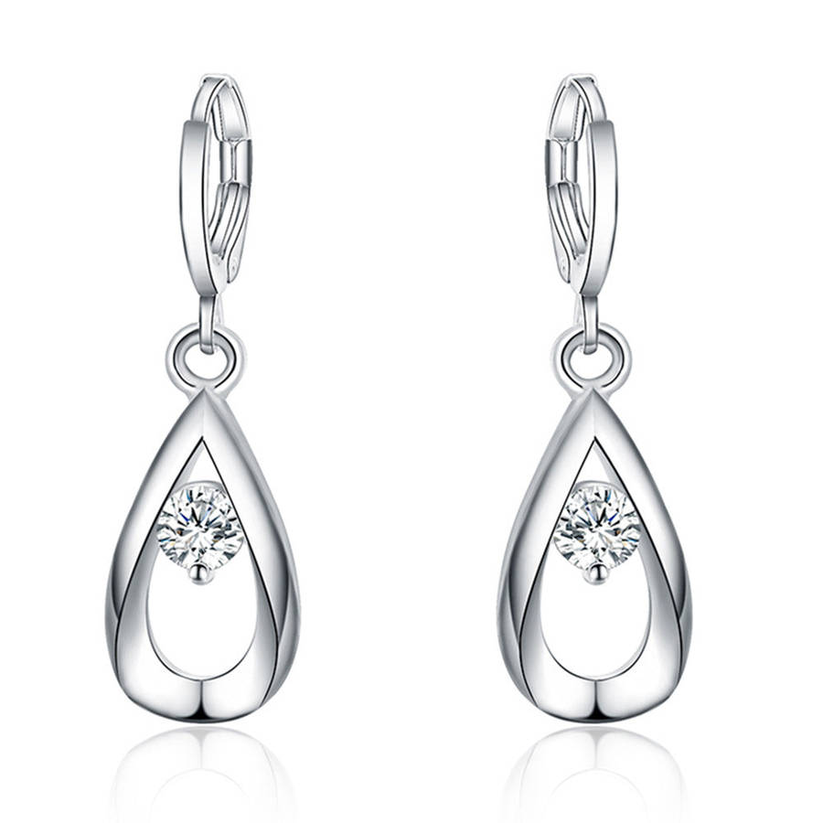 Gorgeous ladies 925 Sterling Silver Filled Crystal dangle earrings