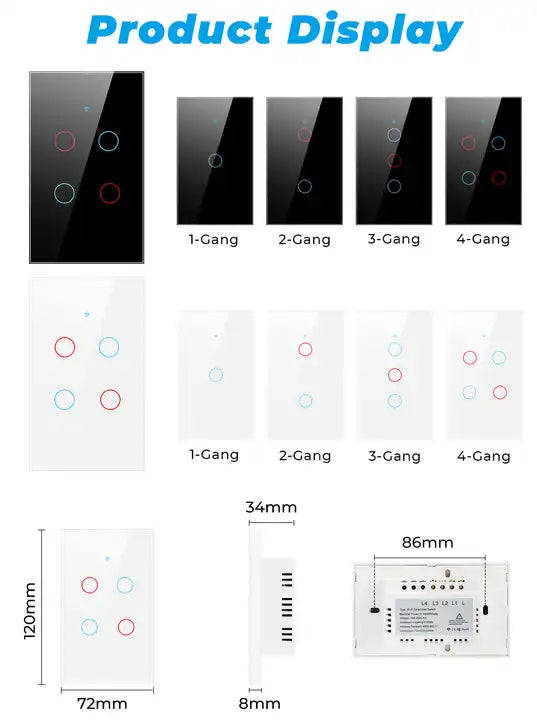 Gang light wall switch (1/2/3/4 gang)