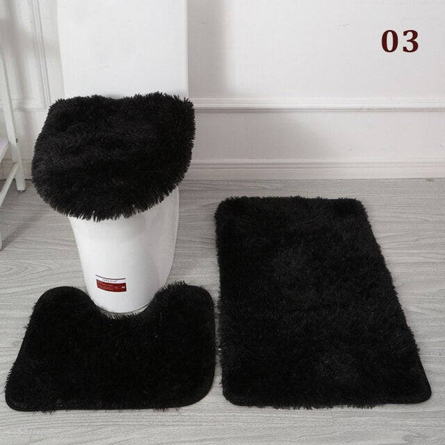 3 Piece Fluffy Bath Mat Set