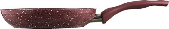 Granite Coated Non Stick Frying Pan - Burgundy - 24cm