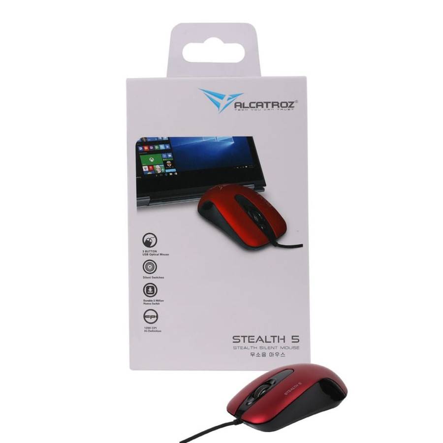 Alcatroz Stealth 5 USB Mouse - Metallic Red