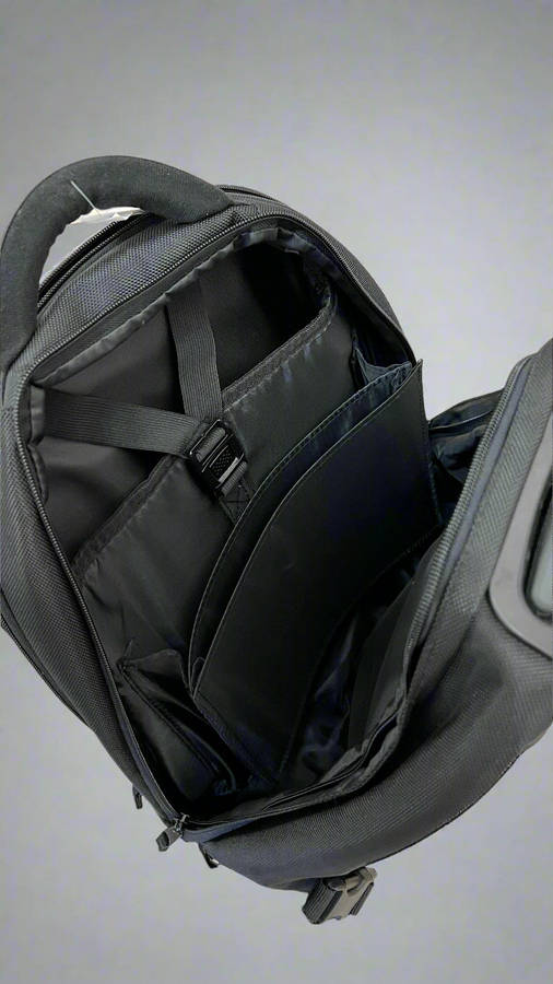 Black Rolling Backpack with Telescopic Handle Waterproof Trolley (shop display)