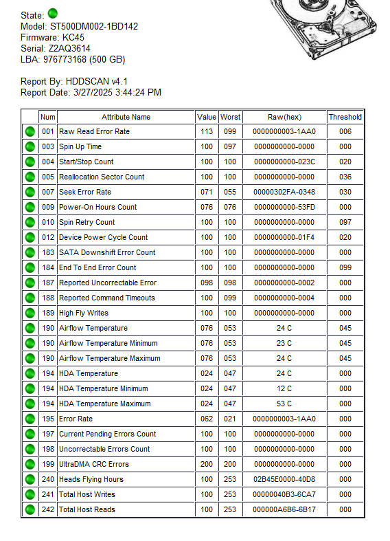 HDD 500GB Model:ST500DM002-1BD142 (01)