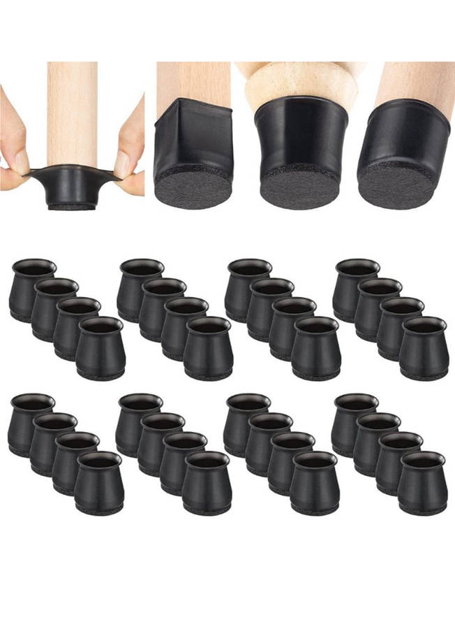 Maisonware Black Silicone Chair Tip Floor Protectors  32 Pieces