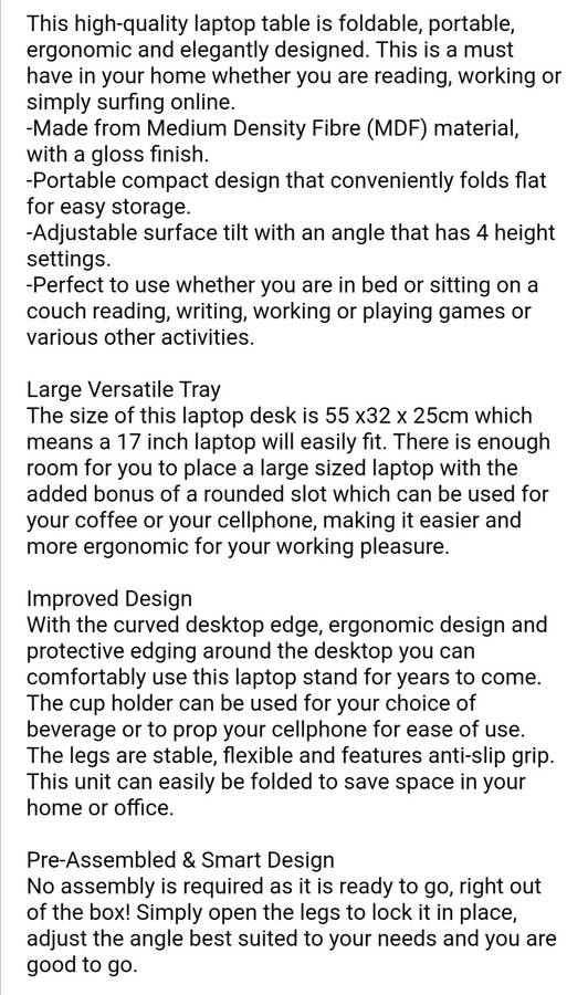 Foldable ,Adjustable Laptop Desk Stand