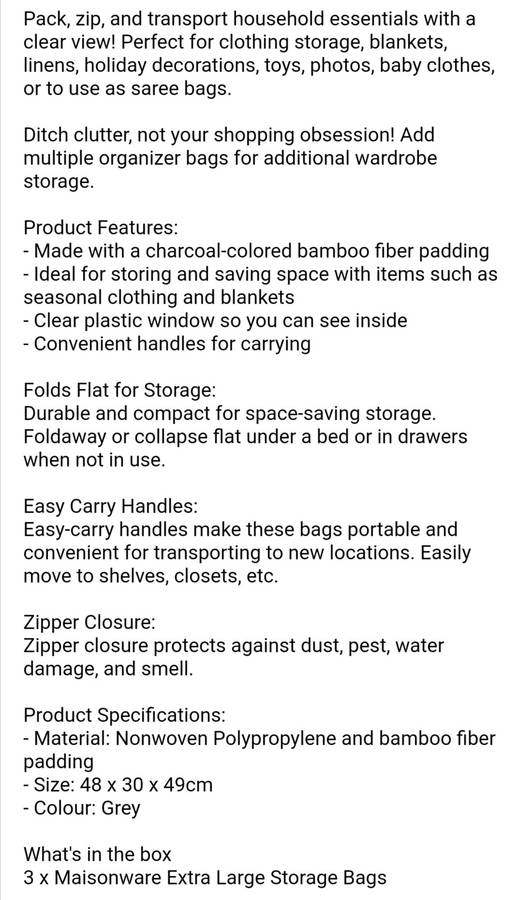 Foldable Storage Bags ( Set Of 3)