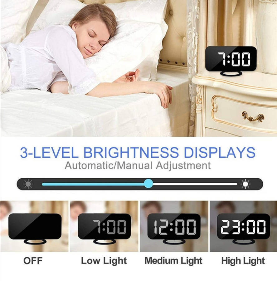 7'' LED Electronic Mirror Alarm Clock (Slight Scratches-Open Box Unit) Price marked down