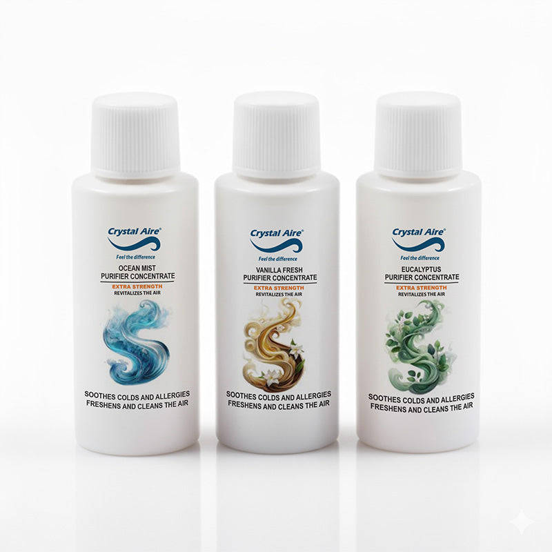 Crystal Aire 30ml Ocean Mist, Eucalyptus & Vanilla Air Purifier Concentrates - 3 Pack