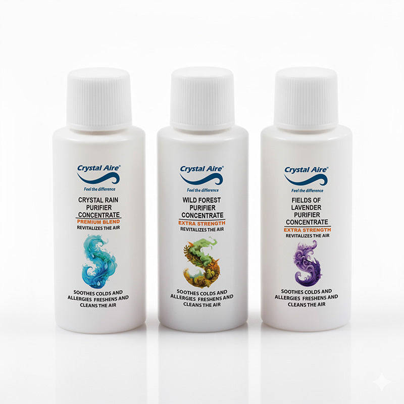 Crystal Aire 30ml Crystal Rain, Lavendar & Wild Forest Air Purifier Concentrates - 3 Pack