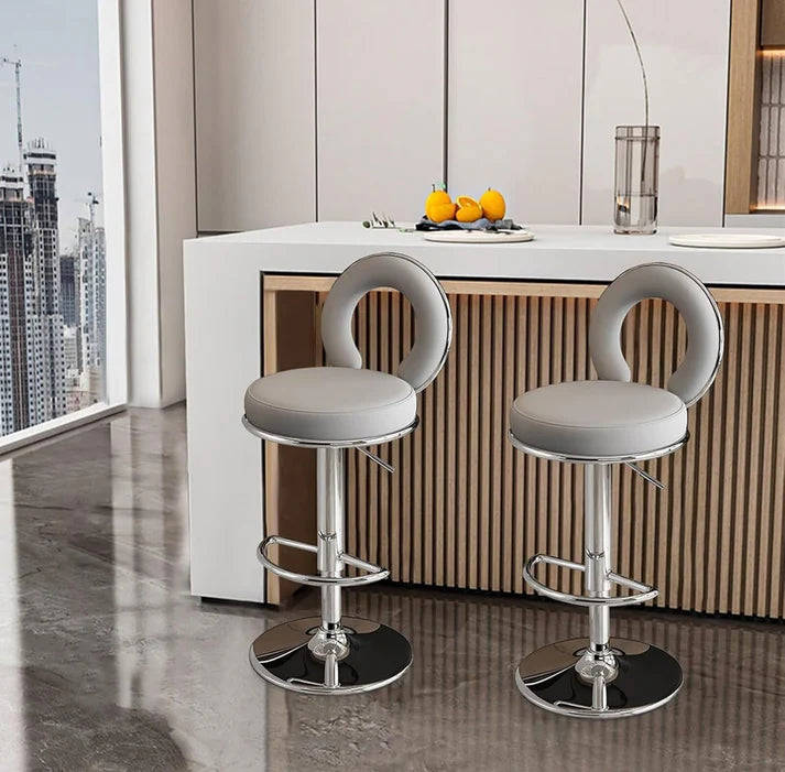 Oldiva Grey Faux Leather Bar Stool