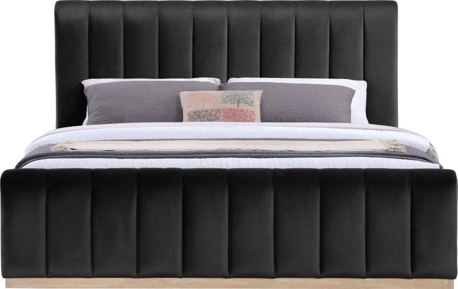 Denia Velvet Upholstered Sleigh Bed