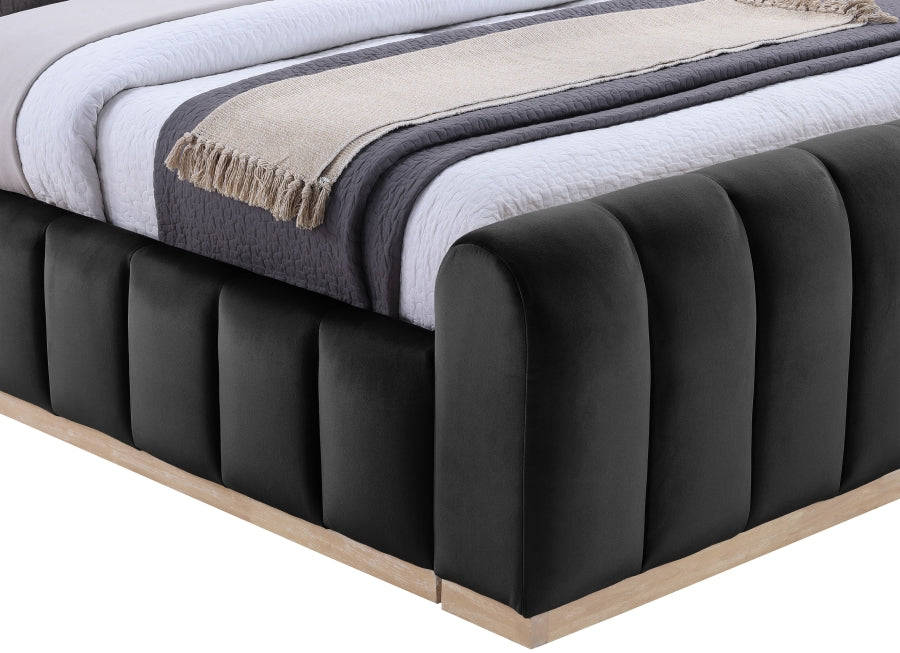 Denia Velvet Upholstered Sleigh Bed