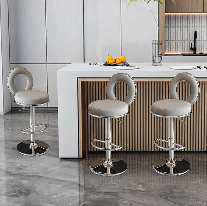 Oldiva Grey Faux Leather Bar Stool