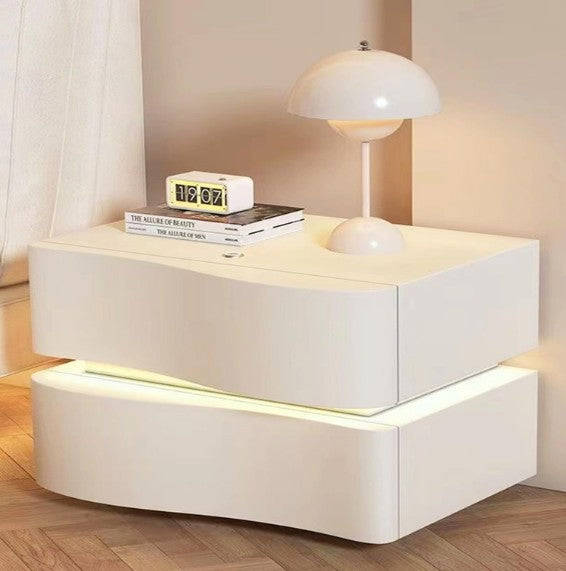 LumaGlow LED Bedside Pedestal with Dual Drawers