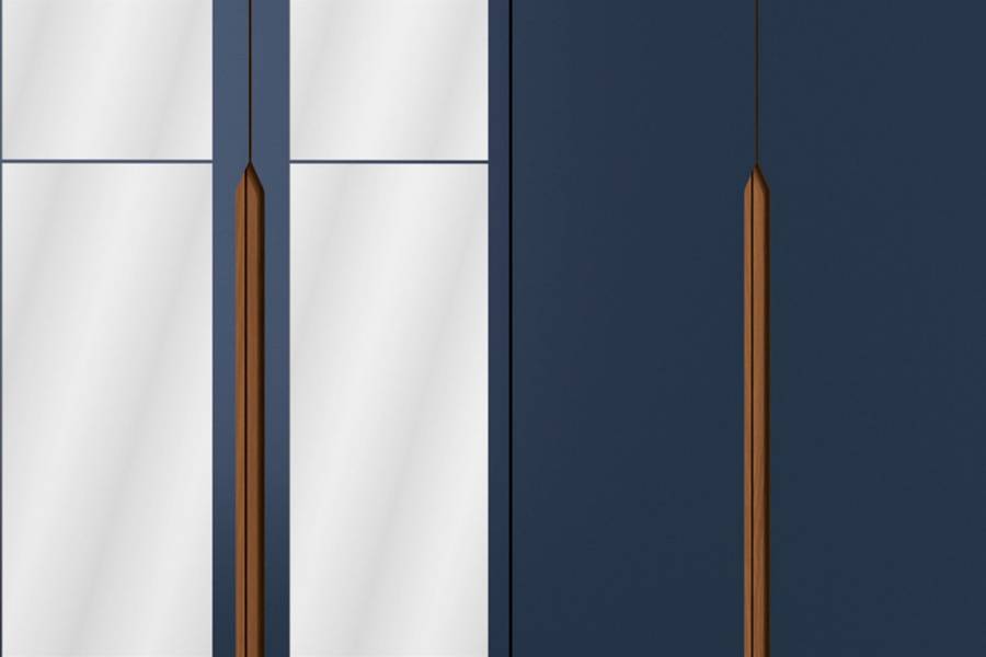 Urmas 6 Door Wardrobe With Mirror And Legs Deep Blue