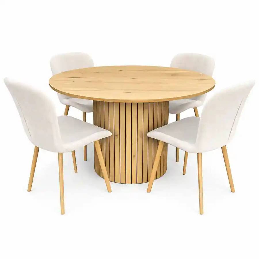 Oslo 5pc Dining Set Beige-Light Oak
