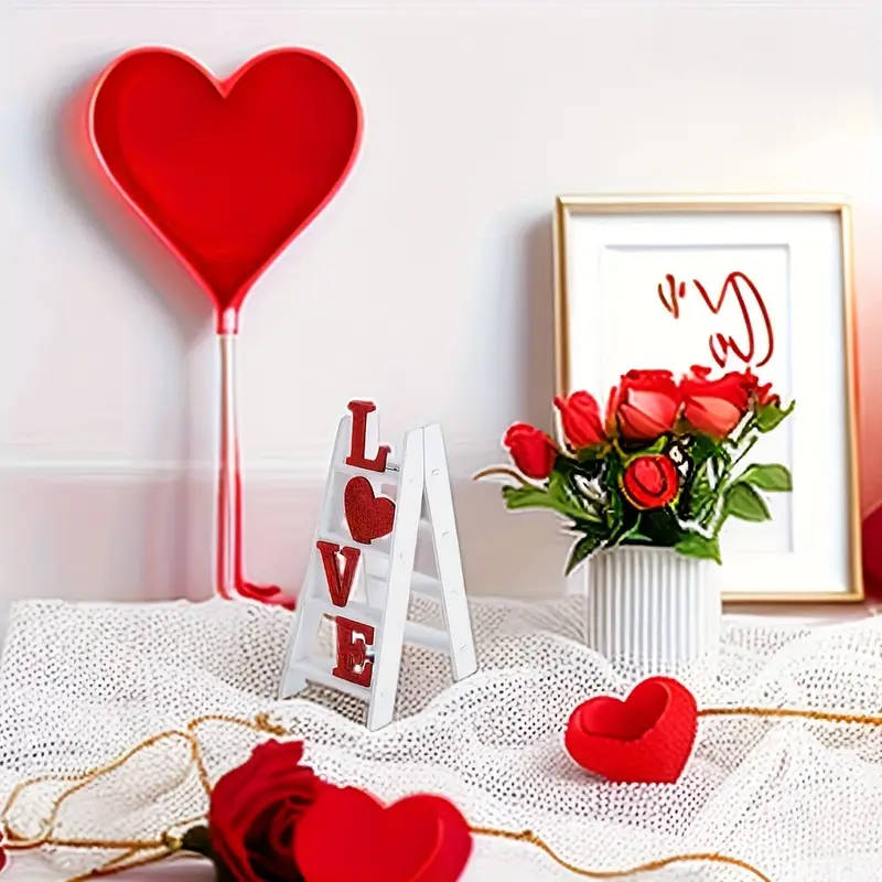 Reptronic White Wooden Ladder Table top Decor with the word Love
