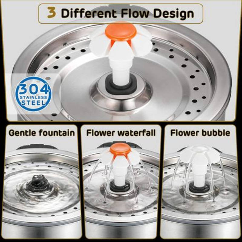 Reptronic Cat/Dog Pet Drinking SS Water Fountain with Cleaning Kit