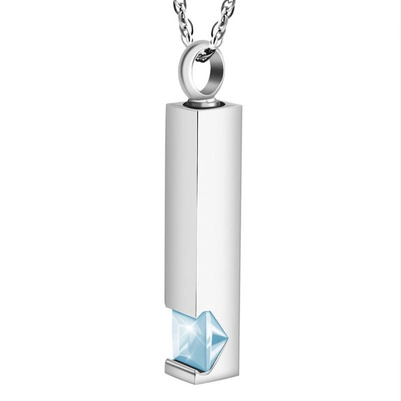 Memorial Safe Keeping Pendant - Birthstone Vertical Bar