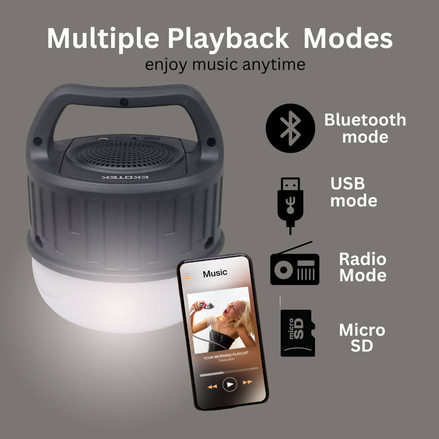 EKOTEK Rechargeable Boombox with Subwoofer & Light