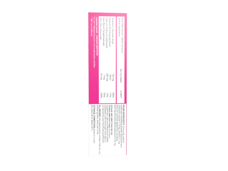 Vita Kids Immune Support Effervescent Tablets 20s Strawberry