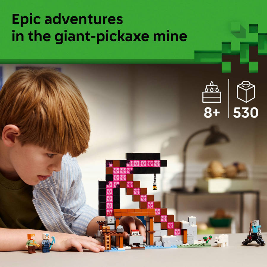 LEGO® Minecraft® The Pickaxe Mine Gamer-Room Decor and Axe Toy 21277
