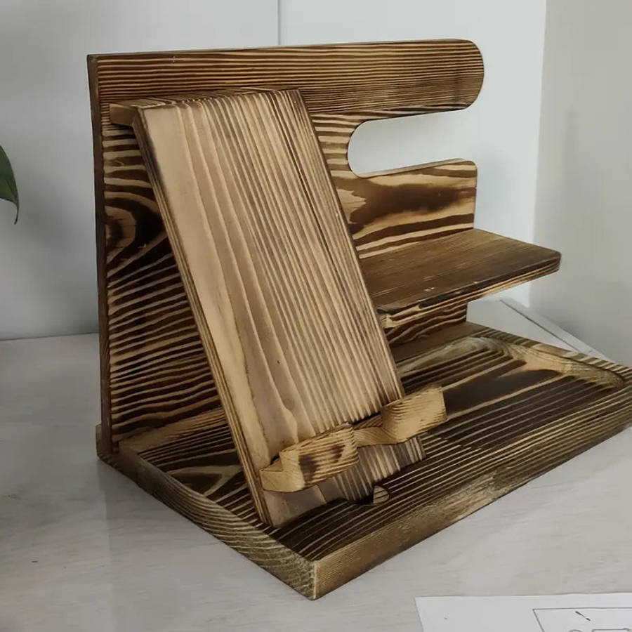 Wooden Phone And Daily Accessory Station - Dark Wood