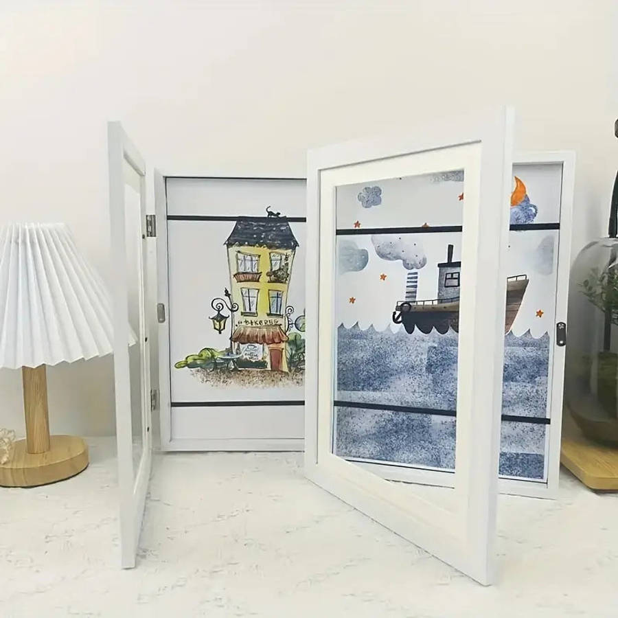 Front Opening Wooden Art Display Frame-White