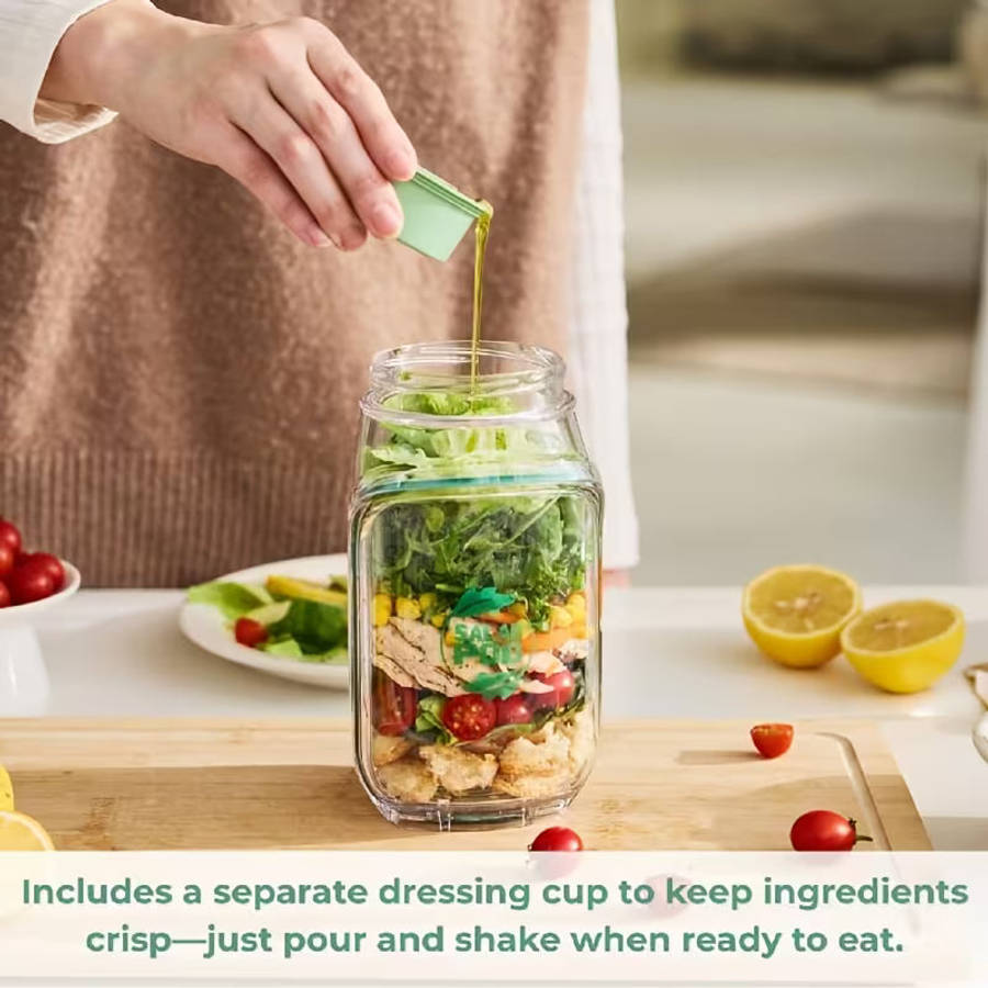 Tritan Salad Pod  Leakproof Food Storage Jar with Dressing Capsule
